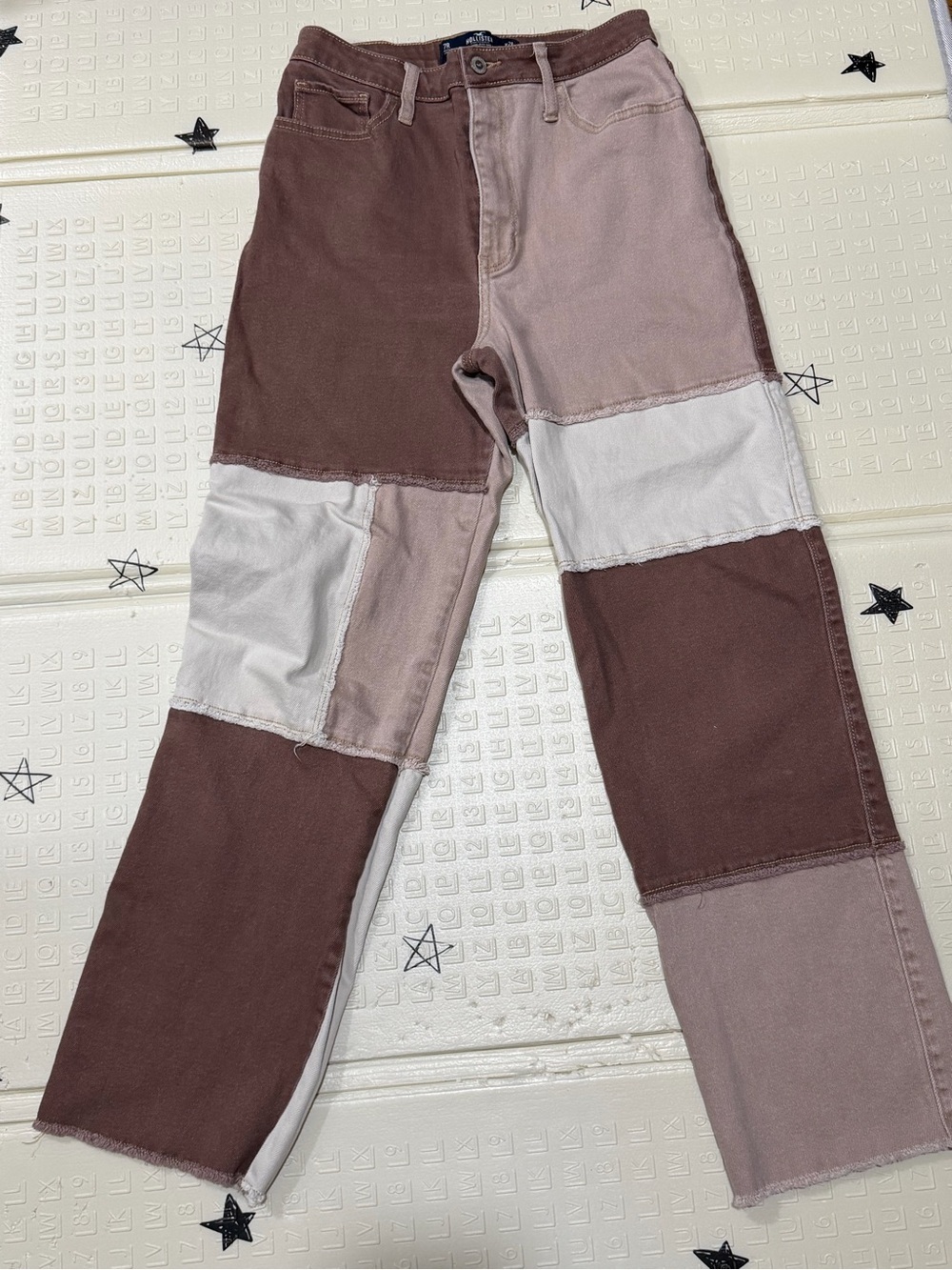 Hollister Two-Tone Mauve and Chocolate High-Rise Jeans